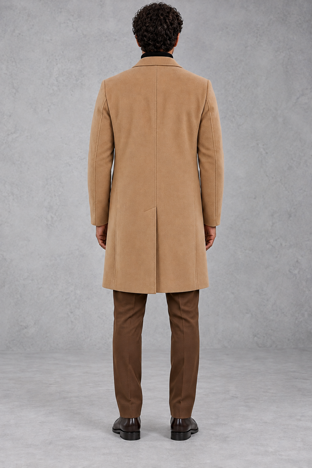 Men's Slim-Fit Tailored Overcoat – Camel