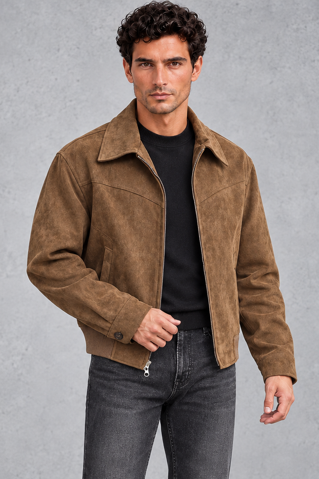 Men's Suede-Look Western Jacket – Brown