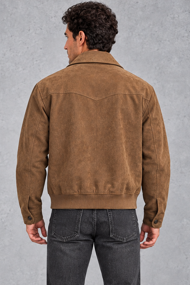 Men's Suede-Look Western Jacket – Brown