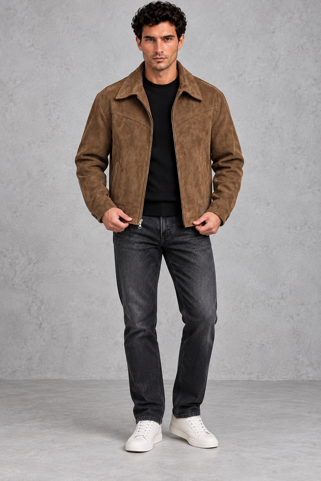 Men's Suede-Look Western Jacket – Brown