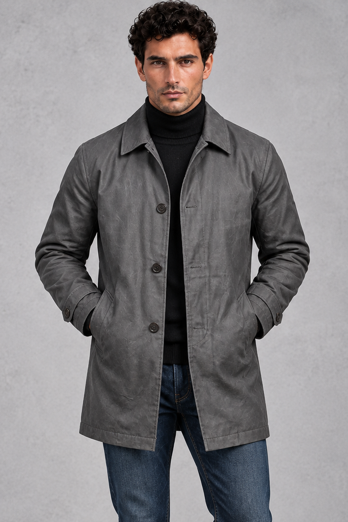 Men's Weather-Resistant Overcoat – Gray