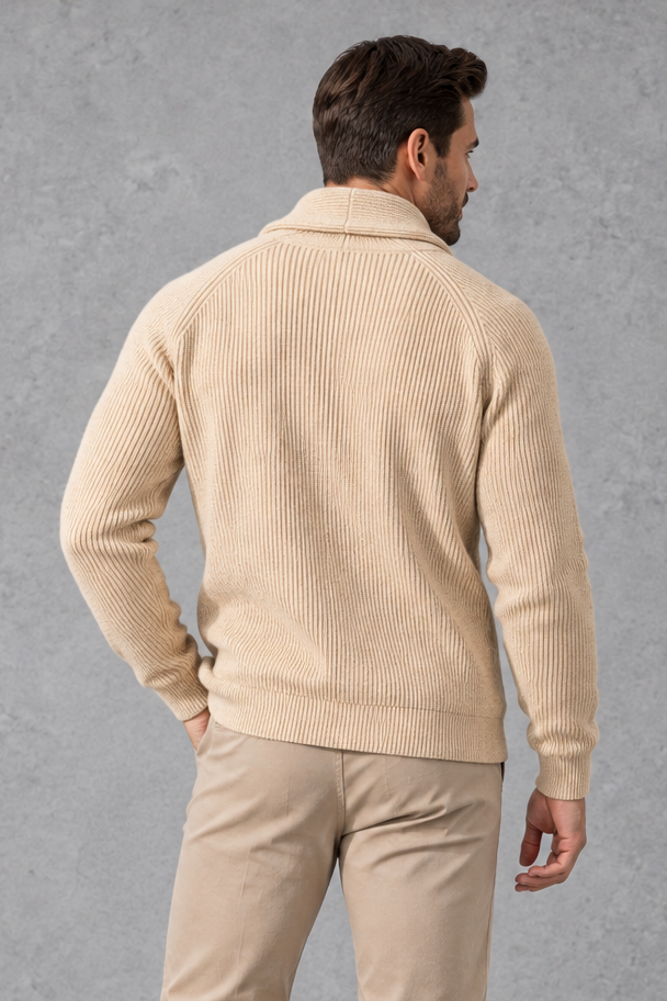 Men's Shawl Collar Cardigan – Cream