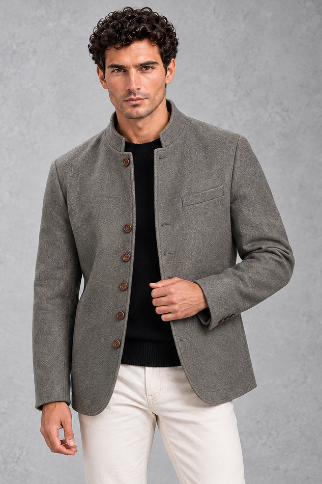 Men's Stand-Collar Jacket – Gray
