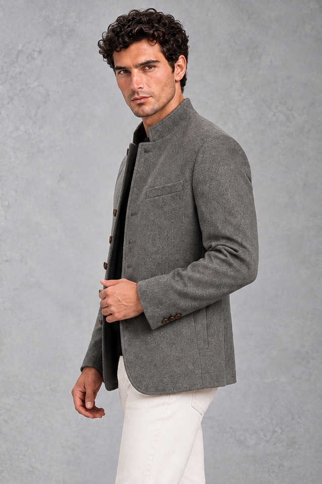 Men's Stand-Collar Jacket – Gray