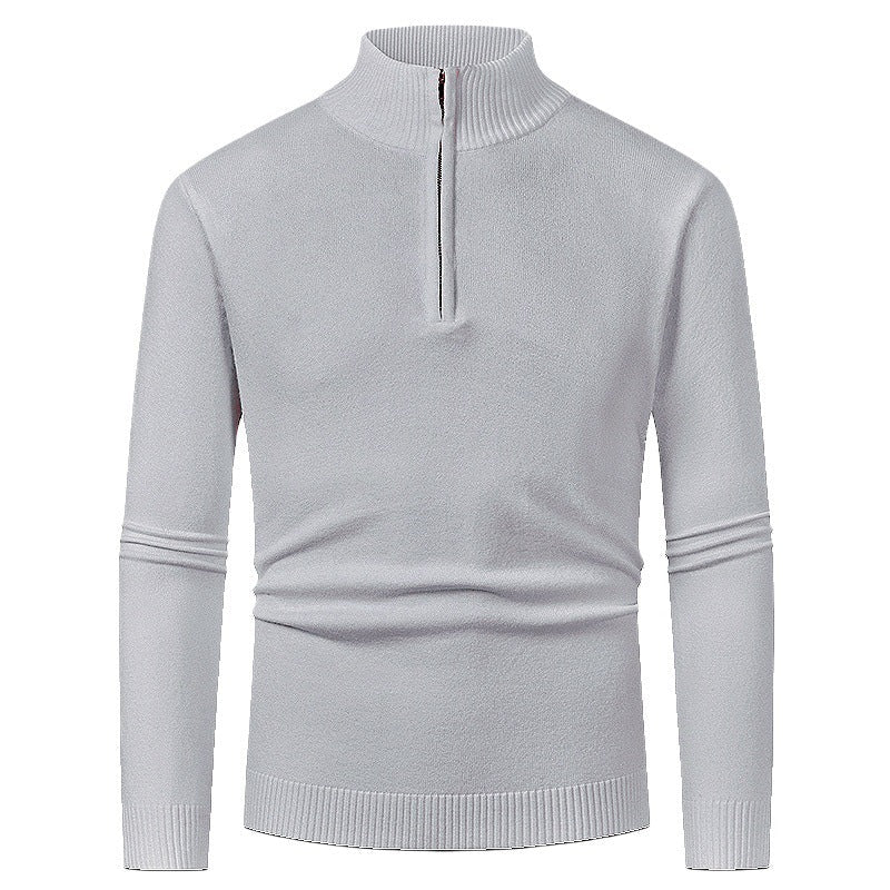Women's merino zip knit sweater with V-neck zipper detail