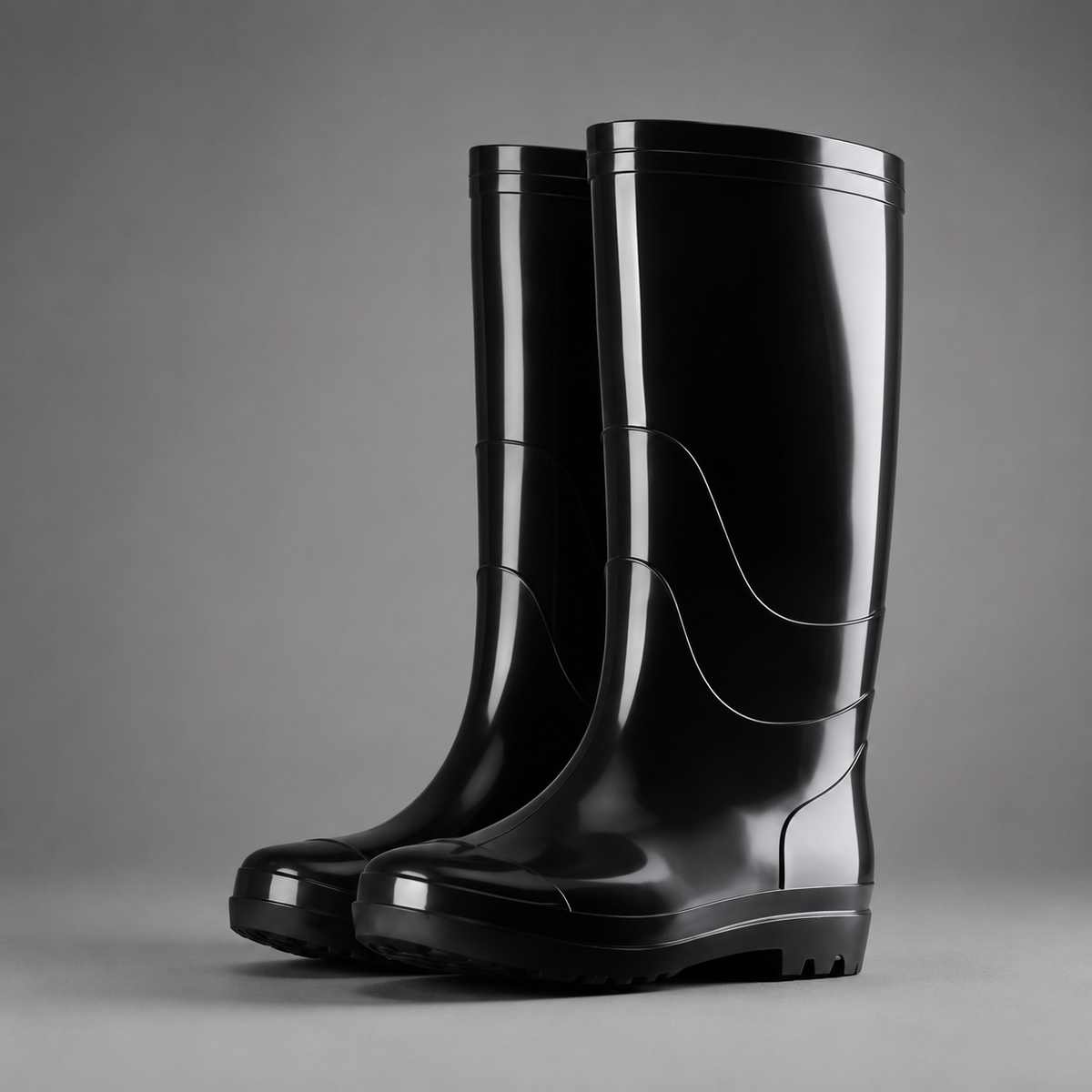 Men’s tall waterproof rain boots with durable rubber construction, pull-on design, textile lining, and non-slip outsole for work and outdoor use.