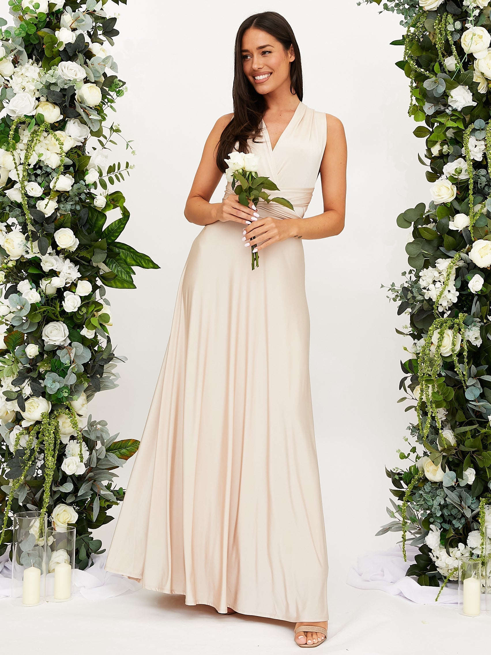: Women’s formal maxi dress in soft polyester blend for weddings and events