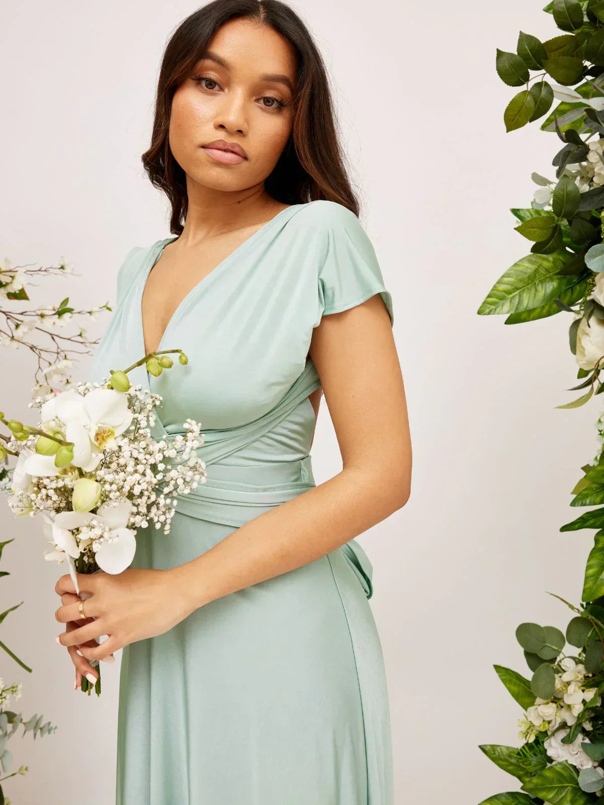 : Women’s formal maxi dress in soft polyester blend for weddings and events