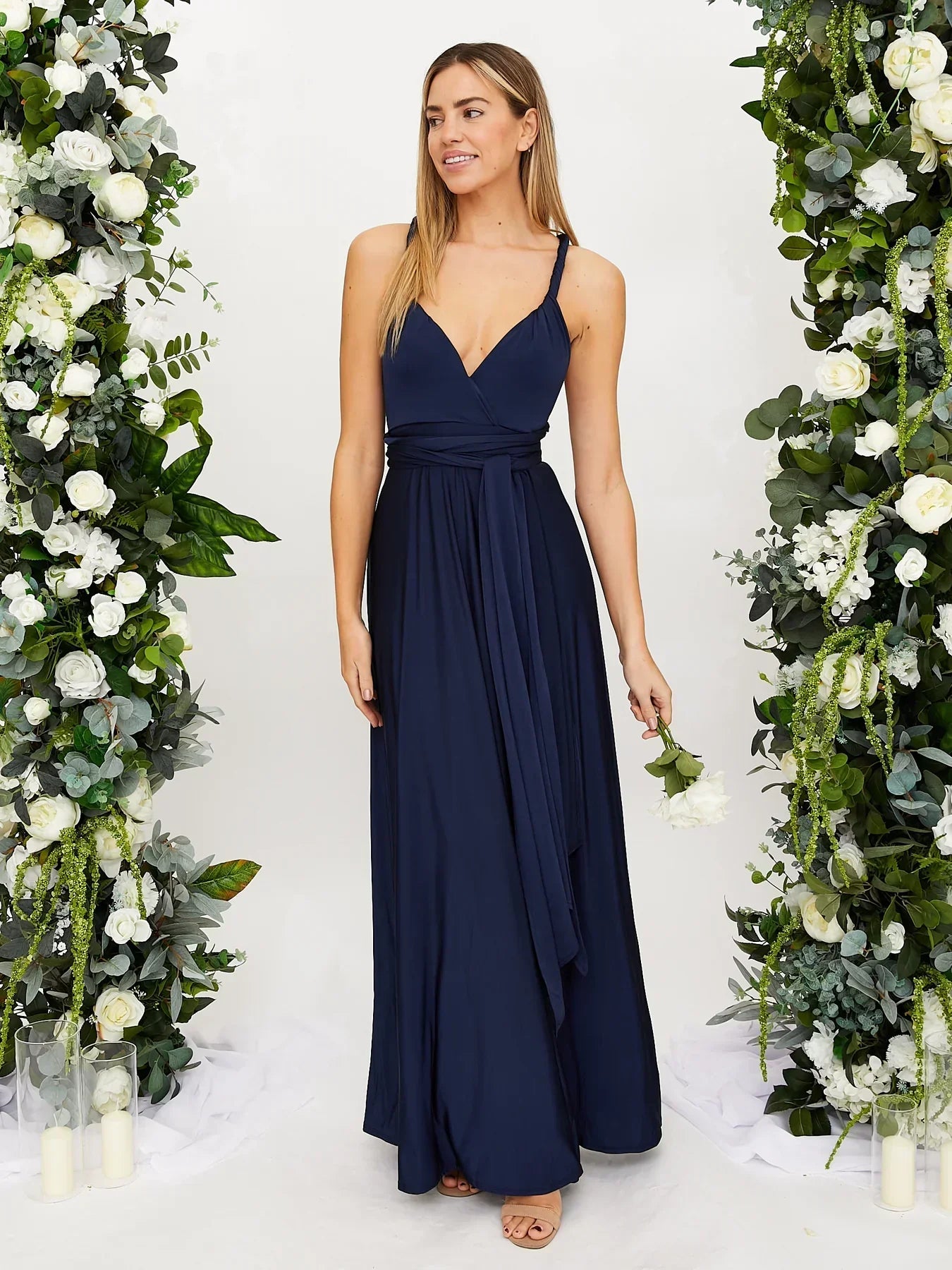 : Women’s formal maxi dress in soft polyester blend for weddings and events