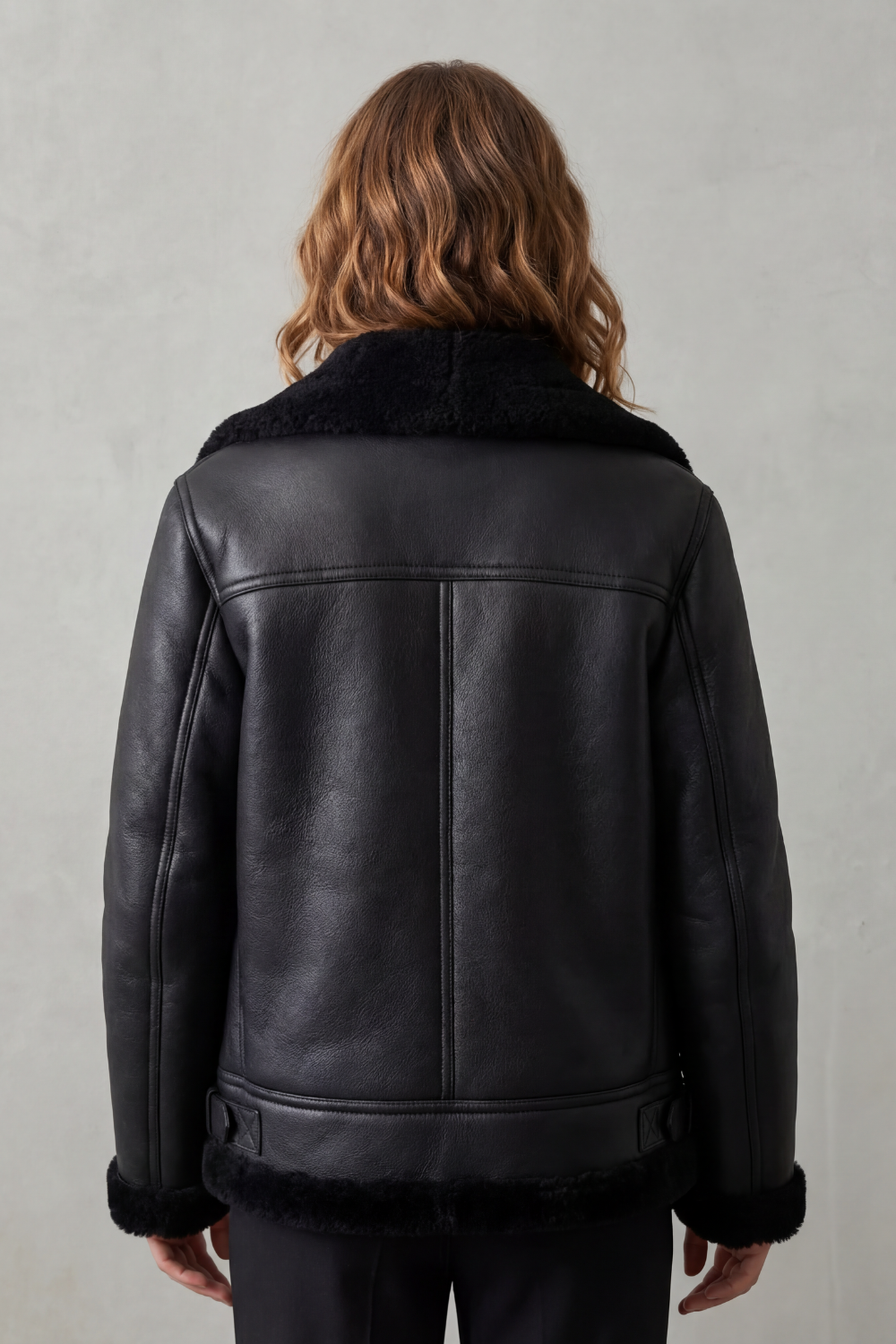 Women's Asymmetrical Zip Shearling Biker Jacket - Noirellé