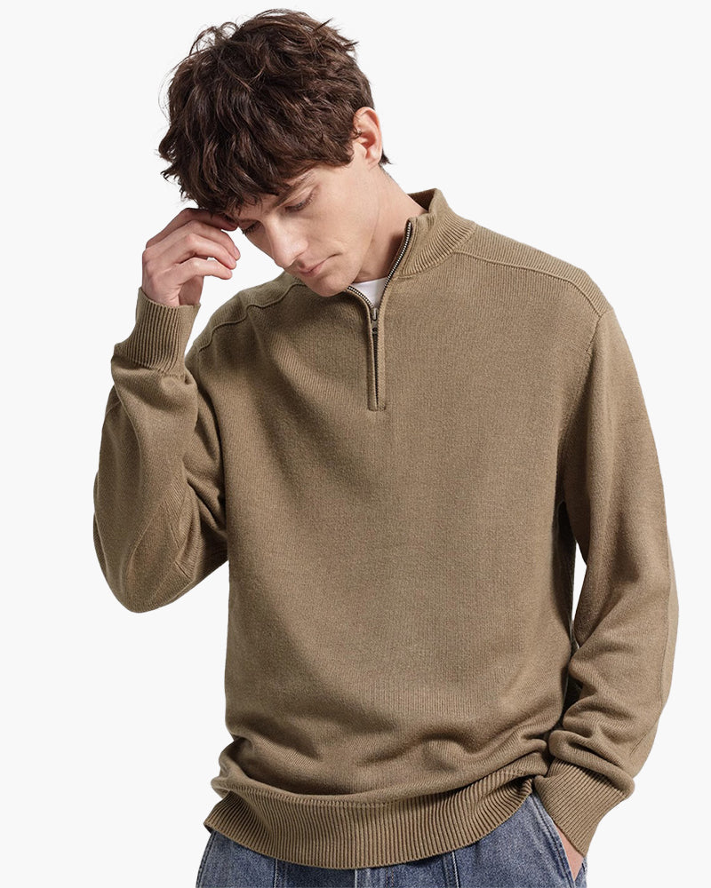 Zip Up Sweater Beige