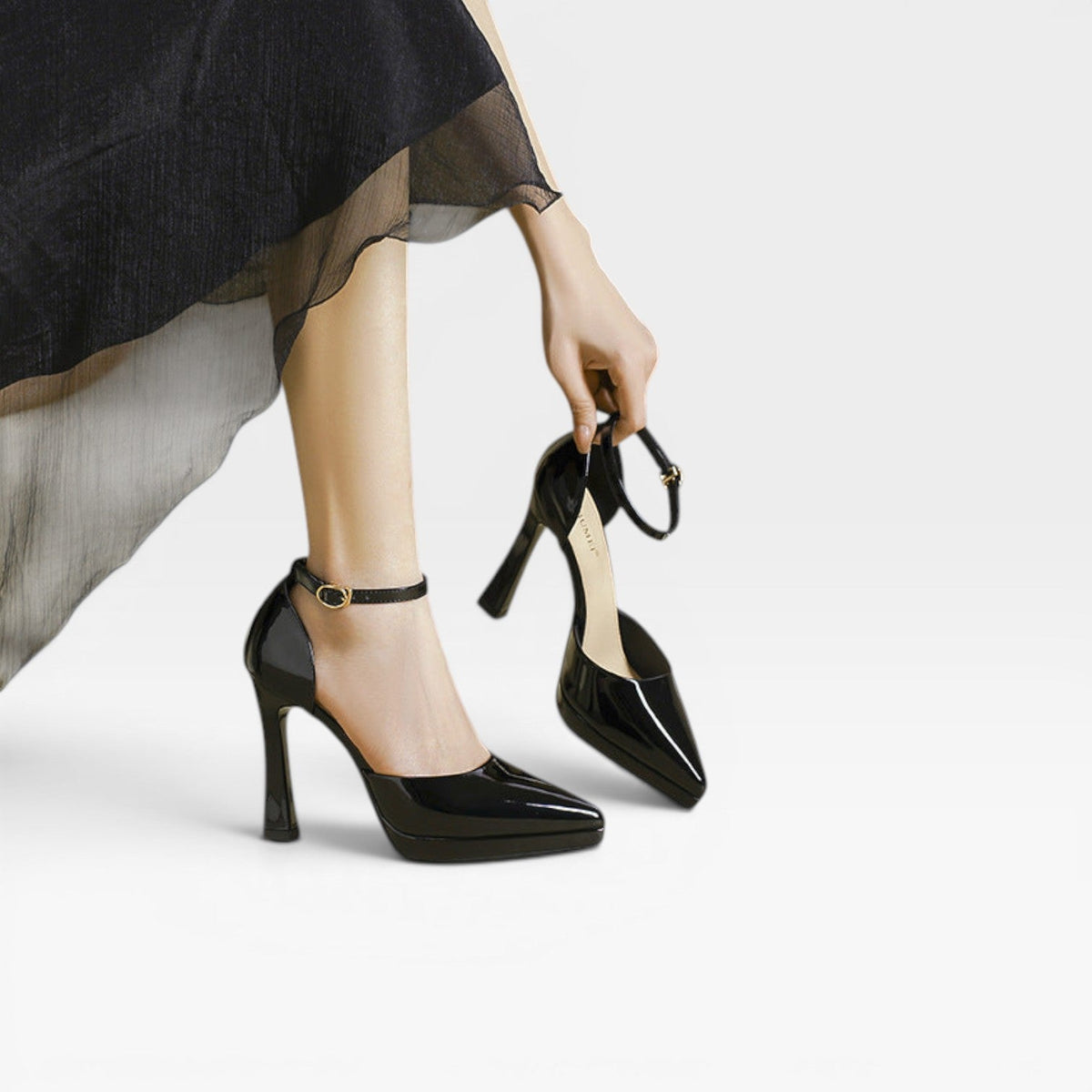 Women's Patent Ankle Strap Pumps – Pointed Toe Party Shoes | Fairlight