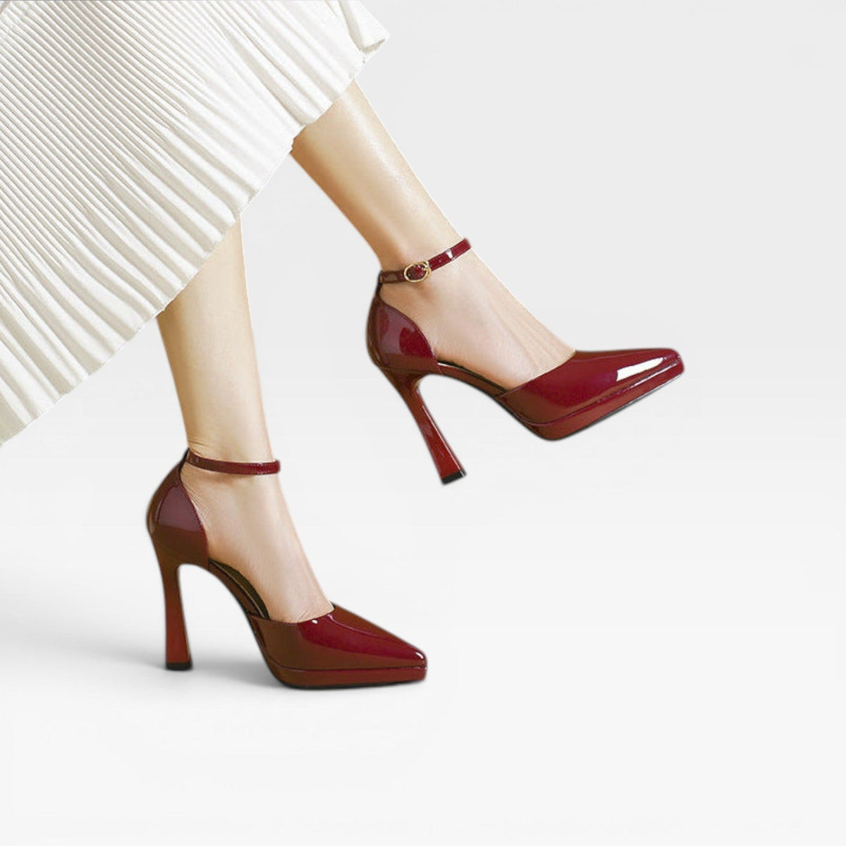 Women's Patent Ankle Strap Pumps – Pointed Toe Party Shoes | Fairlight