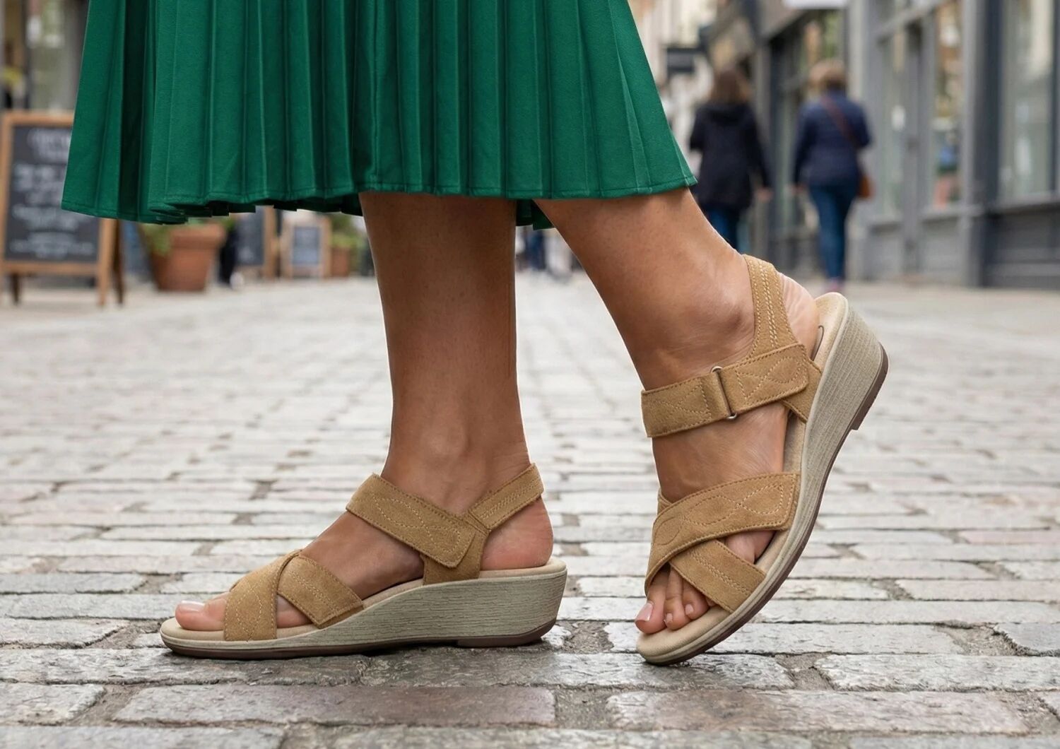Women's Leather Wedge Sandals - Holly
