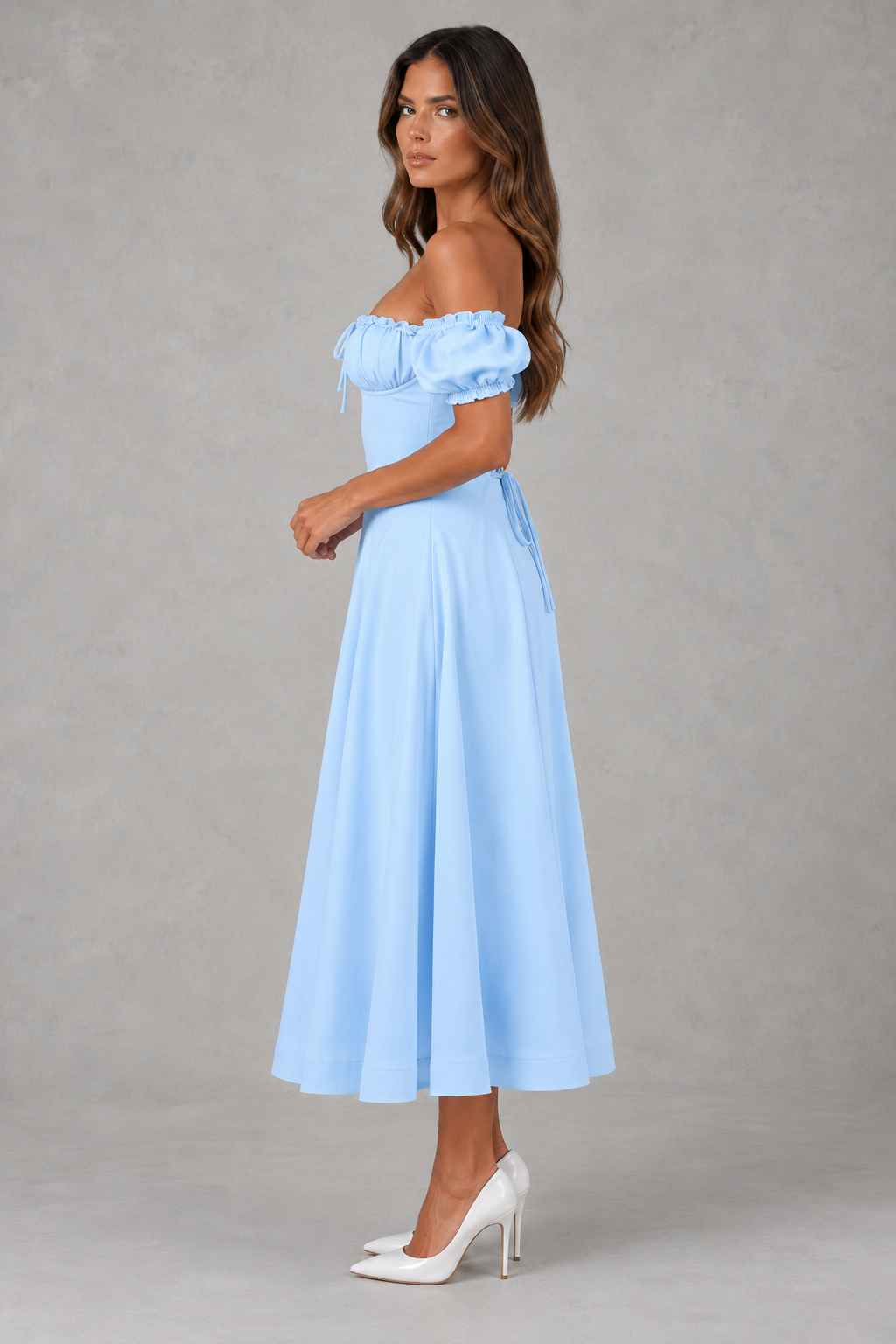 Women's Puff Sleeve Midi Dress for Weddings – Josephine