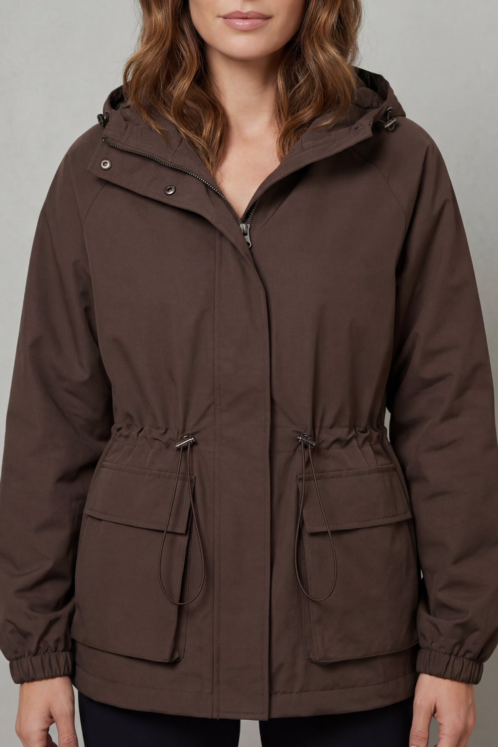 Women's Waterproof Drawstring Jacket in Utility Style - Ravelle