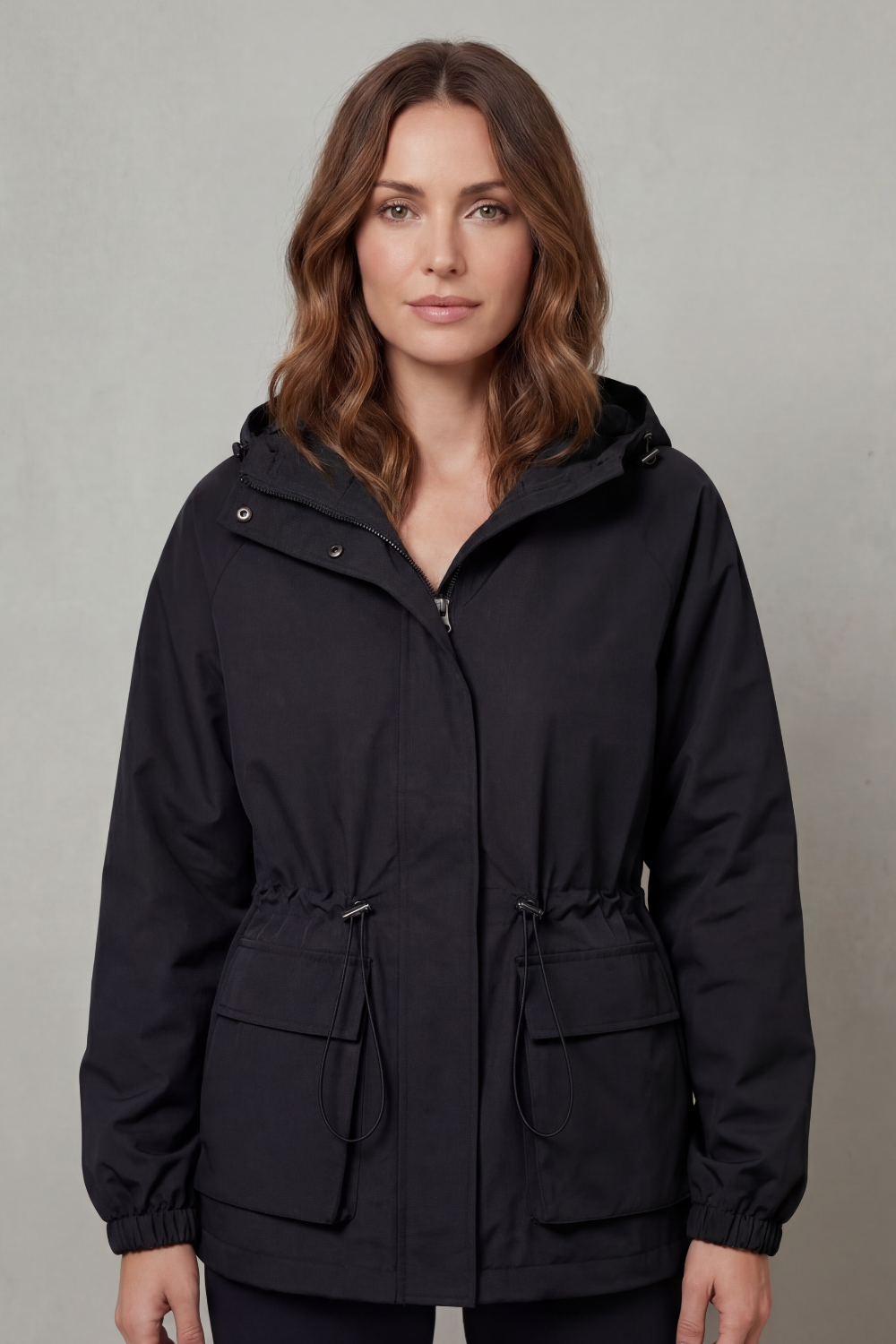 Women's Waterproof Drawstring Jacket in Utility Style - Ravelle