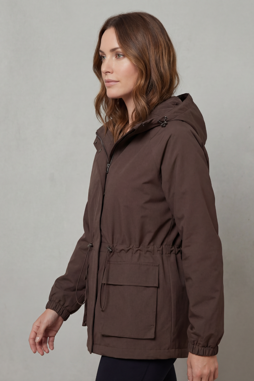 Women's Waterproof Drawstring Jacket in Utility Style - Ravelle