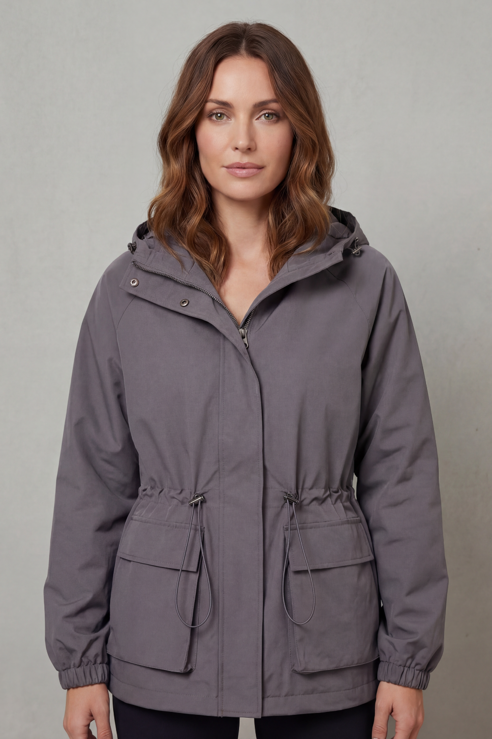 Women's Waterproof Drawstring Jacket in Utility Style - Ravelle