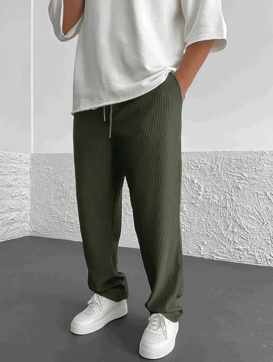 Nero - Ribbed Relaxed Fit Trousers