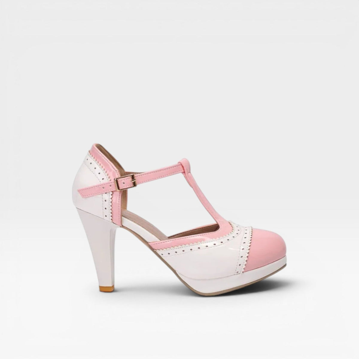 Women's Two-Tone T-Bar Mary Jane Heels – Vintage Brogue Pumps | Frinton