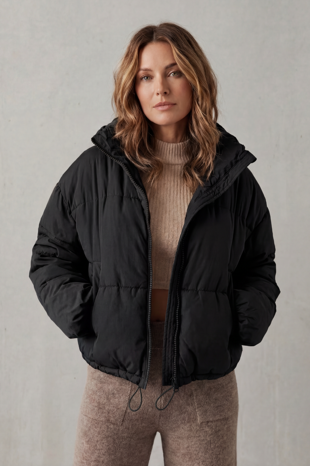 Women's Cozy Quilted Cropped Puffer Jacket - Savillonne
