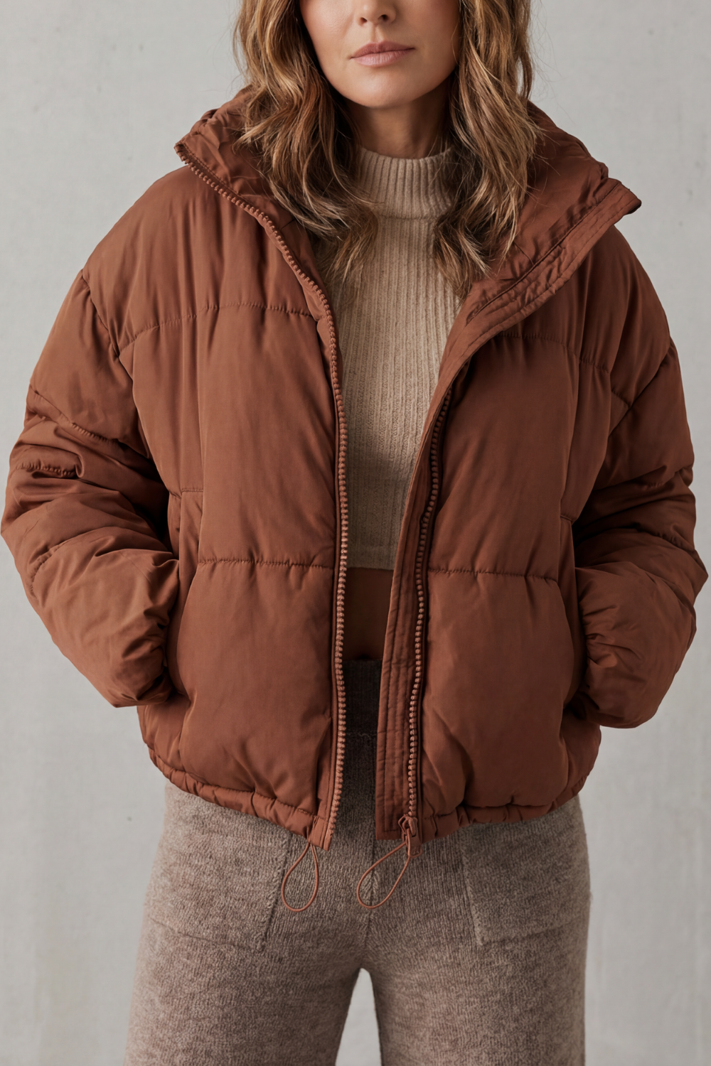 Women's Cozy Quilted Cropped Puffer Jacket - Savillonne