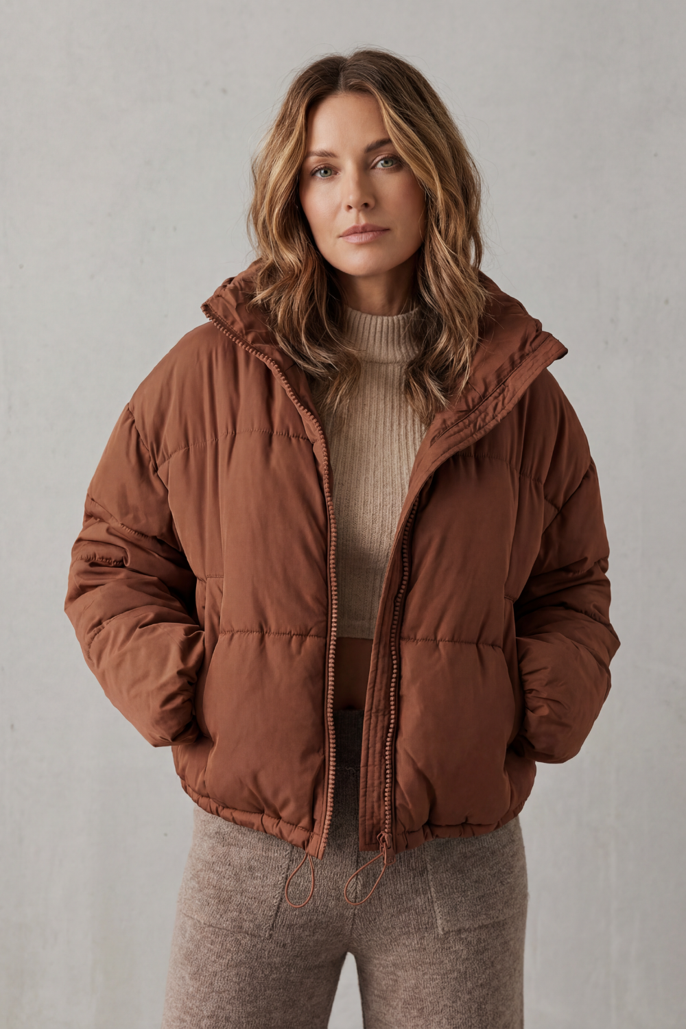 Women's Cozy Quilted Cropped Puffer Jacket - Savillonne