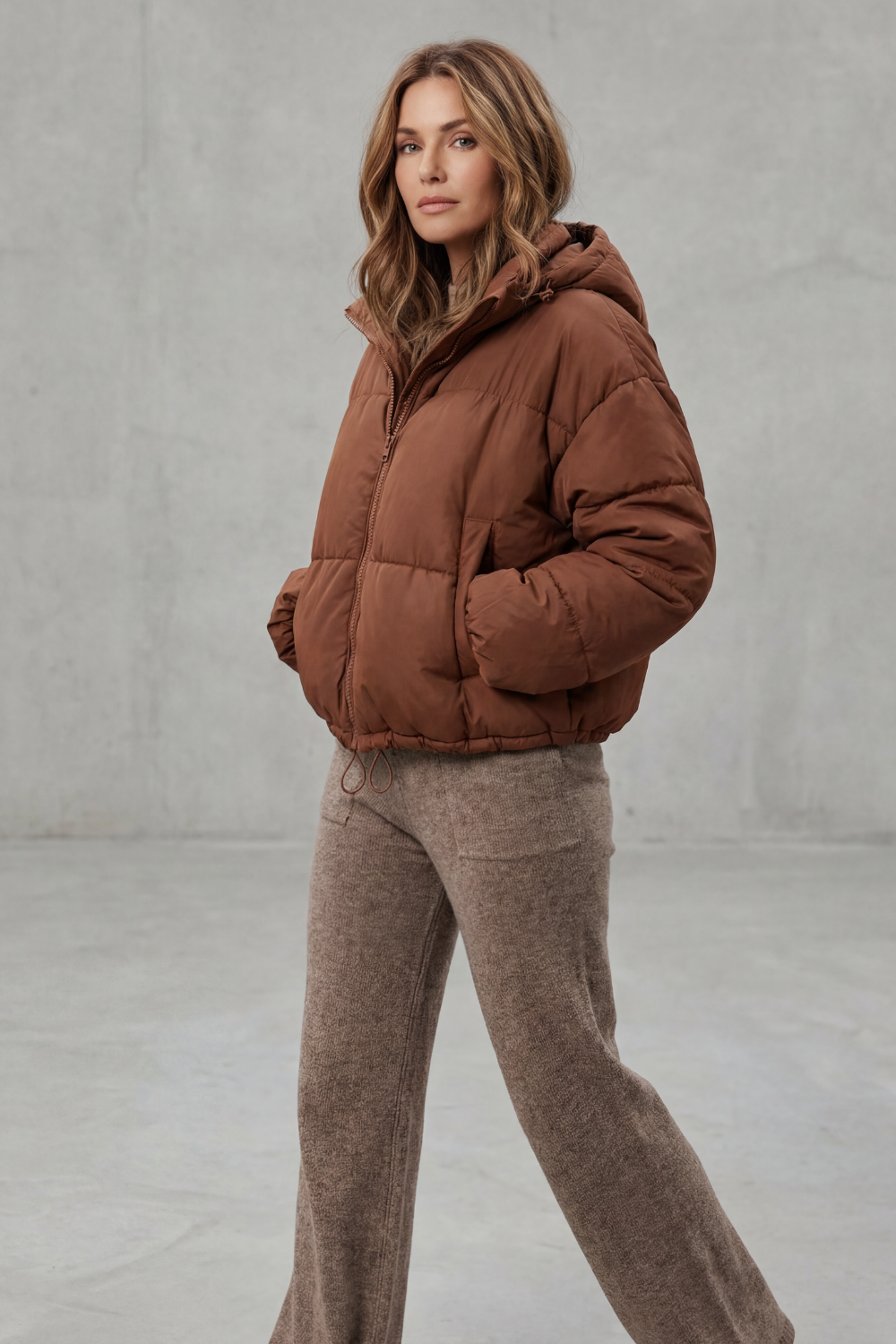 Women's Cozy Quilted Cropped Puffer Jacket - Savillonne