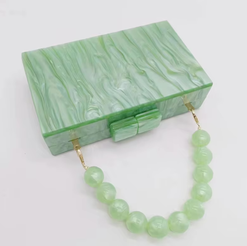 Women's Acrylic Pearl Handle Clutch – Evening Wedding Bag | Raylene