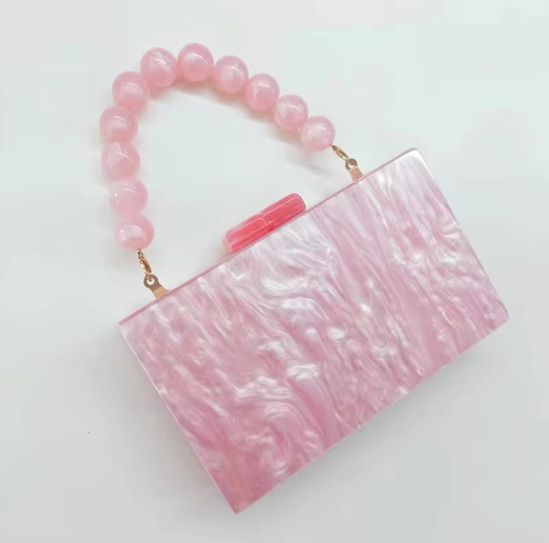 Women's Acrylic Pearl Handle Clutch – Evening Wedding Bag | Raylene