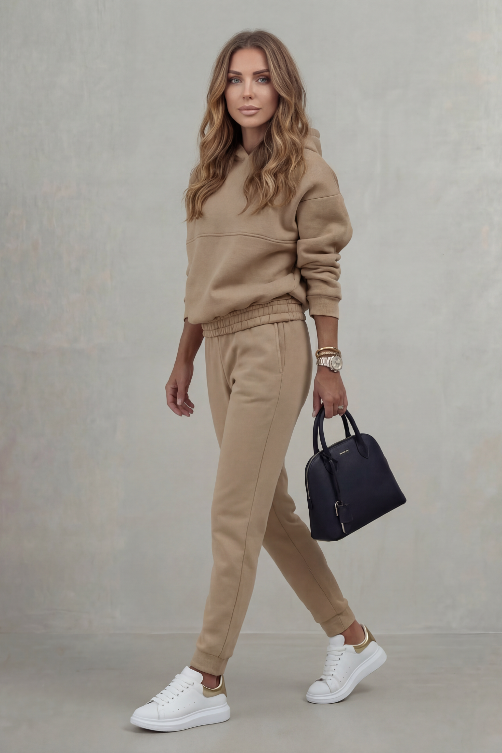 Back view of the structured two-piece set