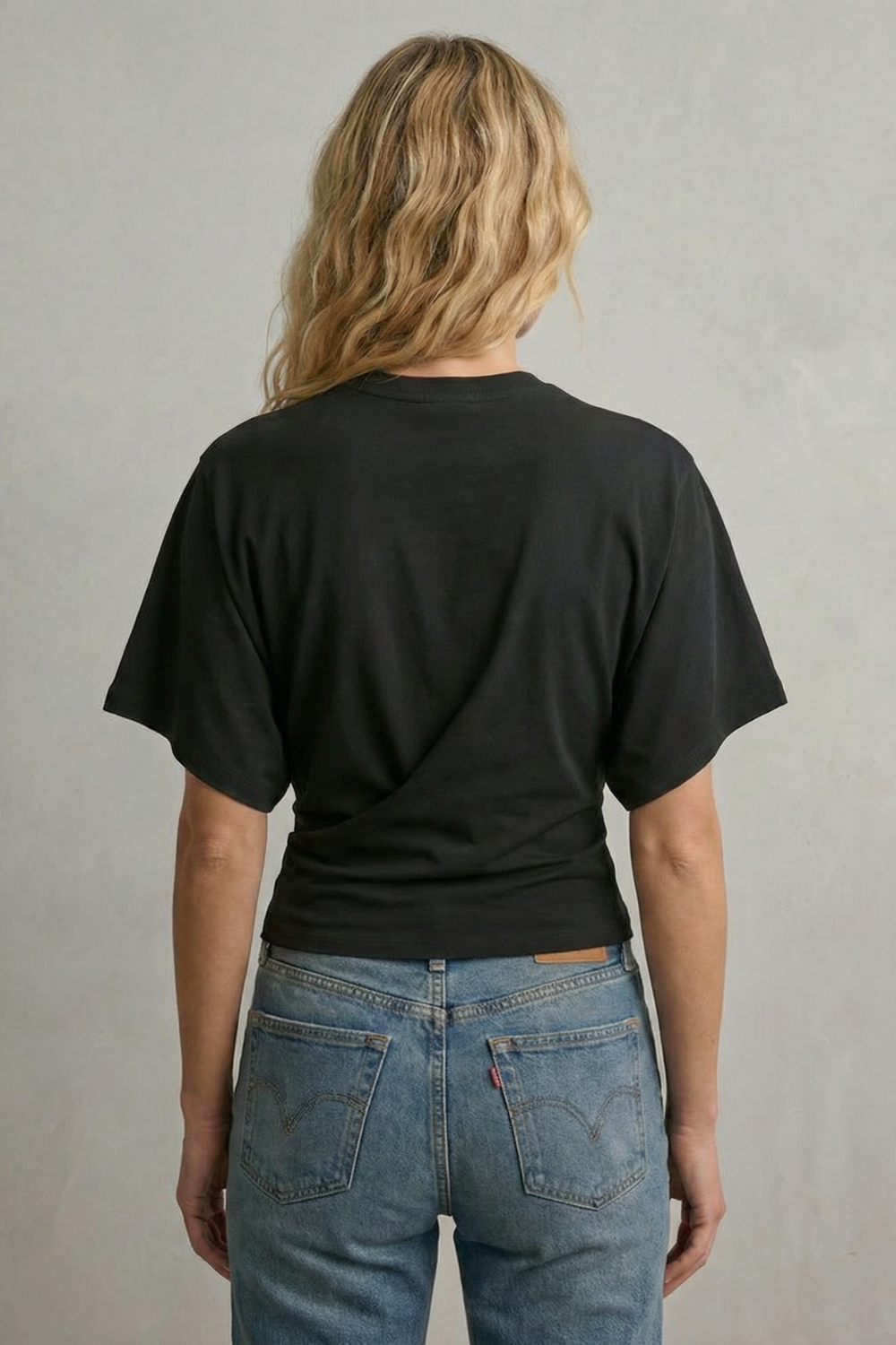 Women's Cropped Top with Draped Sleeves and Sculpted Waist - Ninelle