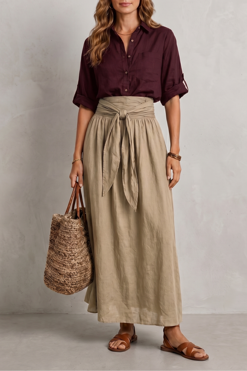 Khaki colorway, full-length view