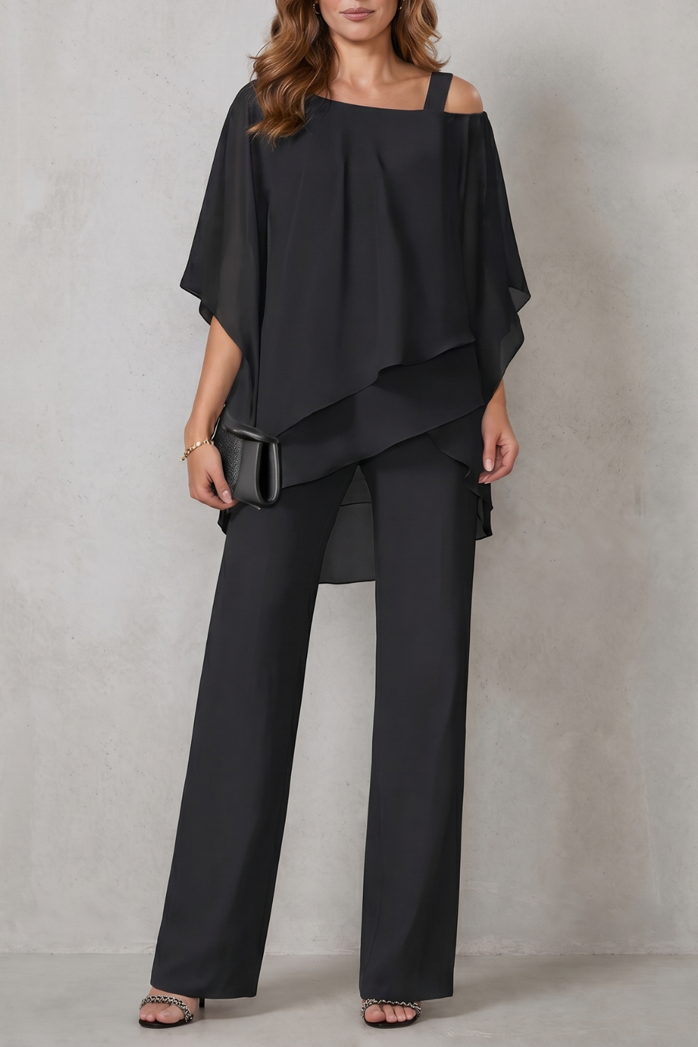 Detail close-up of the layered drape and soft lined fabric