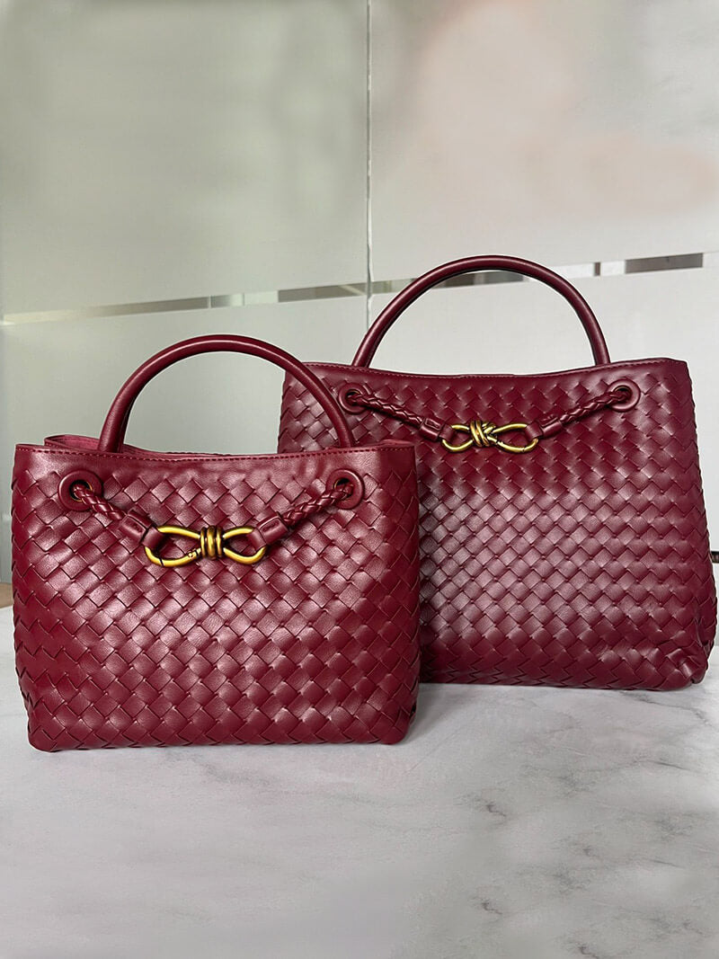 Women's Woven Leather Tote Bag with Top Handle for Everyday Use | Ruby