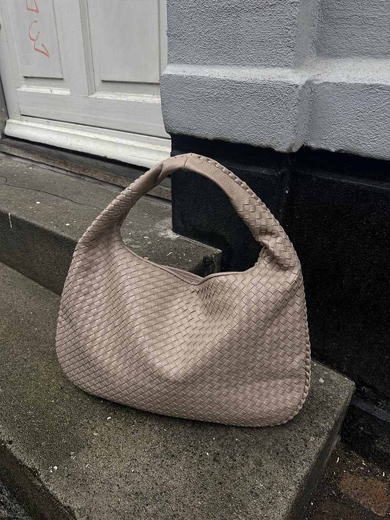 Women's Oversized Woven Faux Leather Shoulder Tote Bag for Everyday Use | Amelia