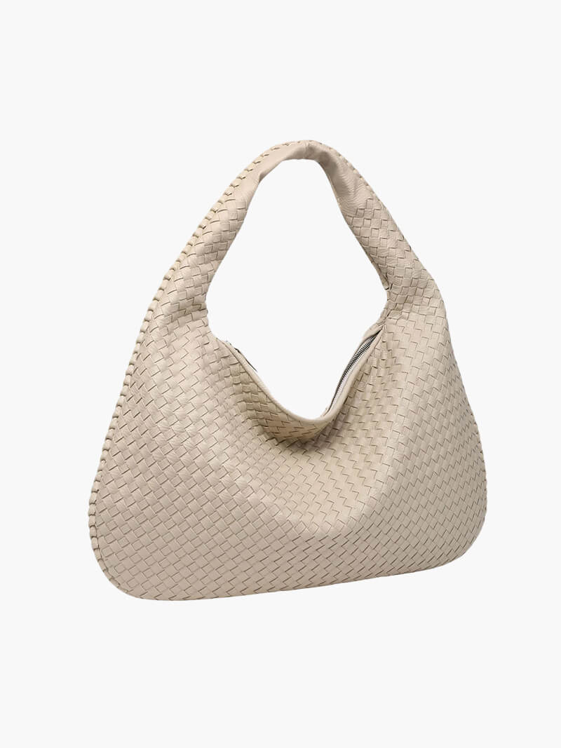 Women's Oversized Woven Faux Leather Shoulder Tote Bag for Everyday Use | Amelia