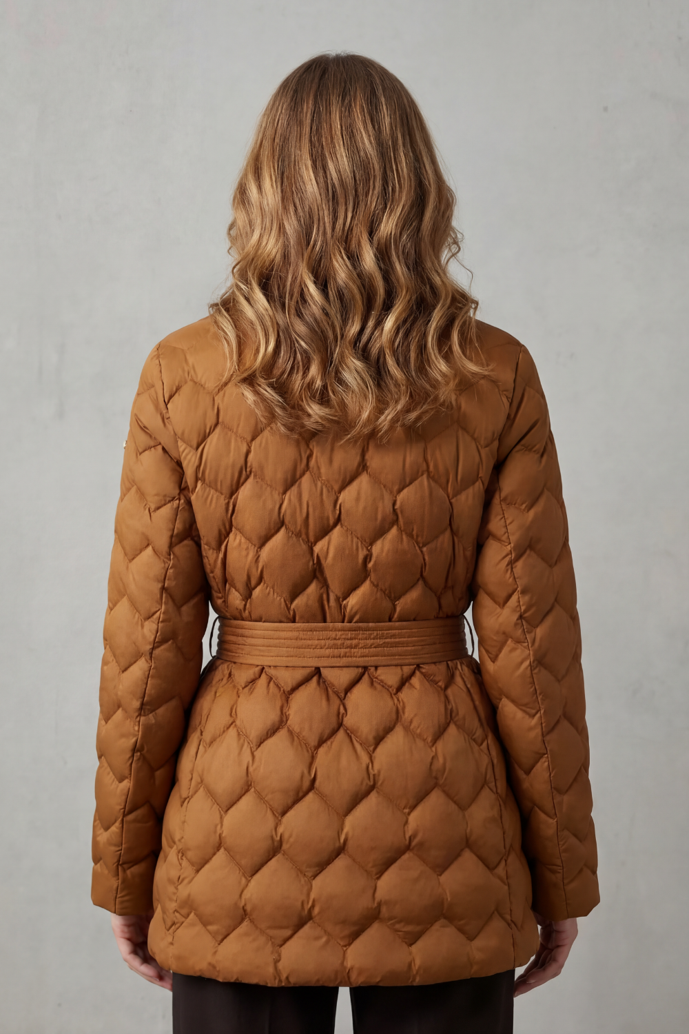 Women's Belted Sculpted Puffer Jacket - Solenza