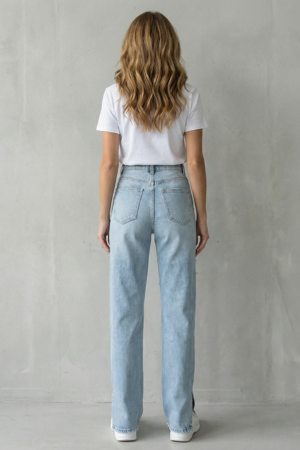 Women's High Rise Distressed Straight Leg Jeans - Ostrelle