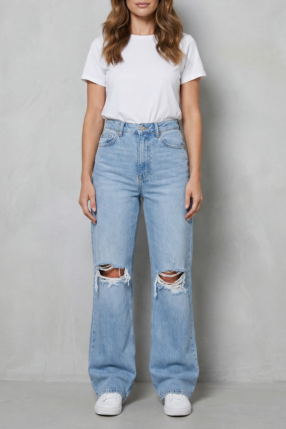 Women's High Rise Ripped Flare Jeans - Roselienne