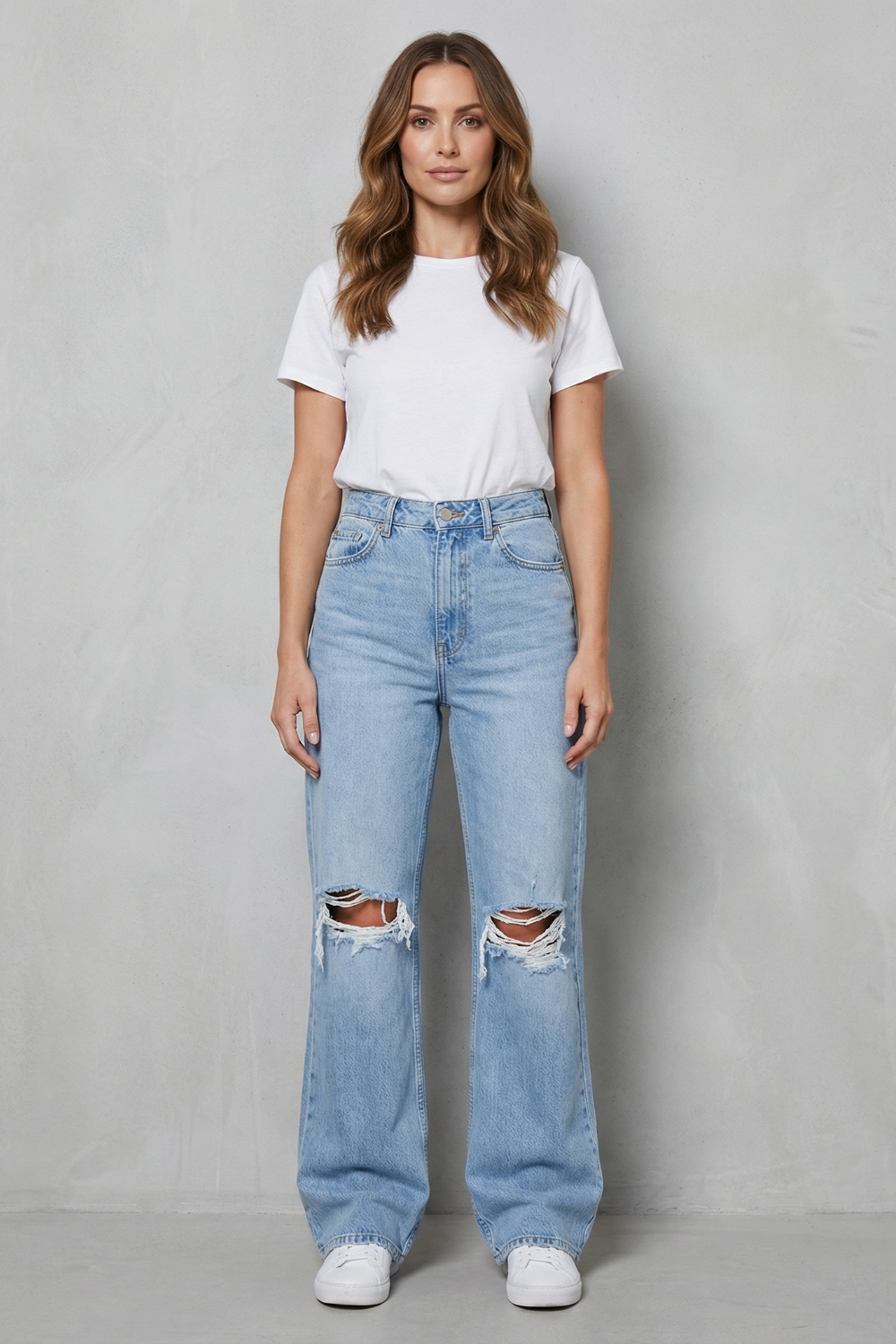 Women's High Rise Ripped Flare Jeans - Roselienne