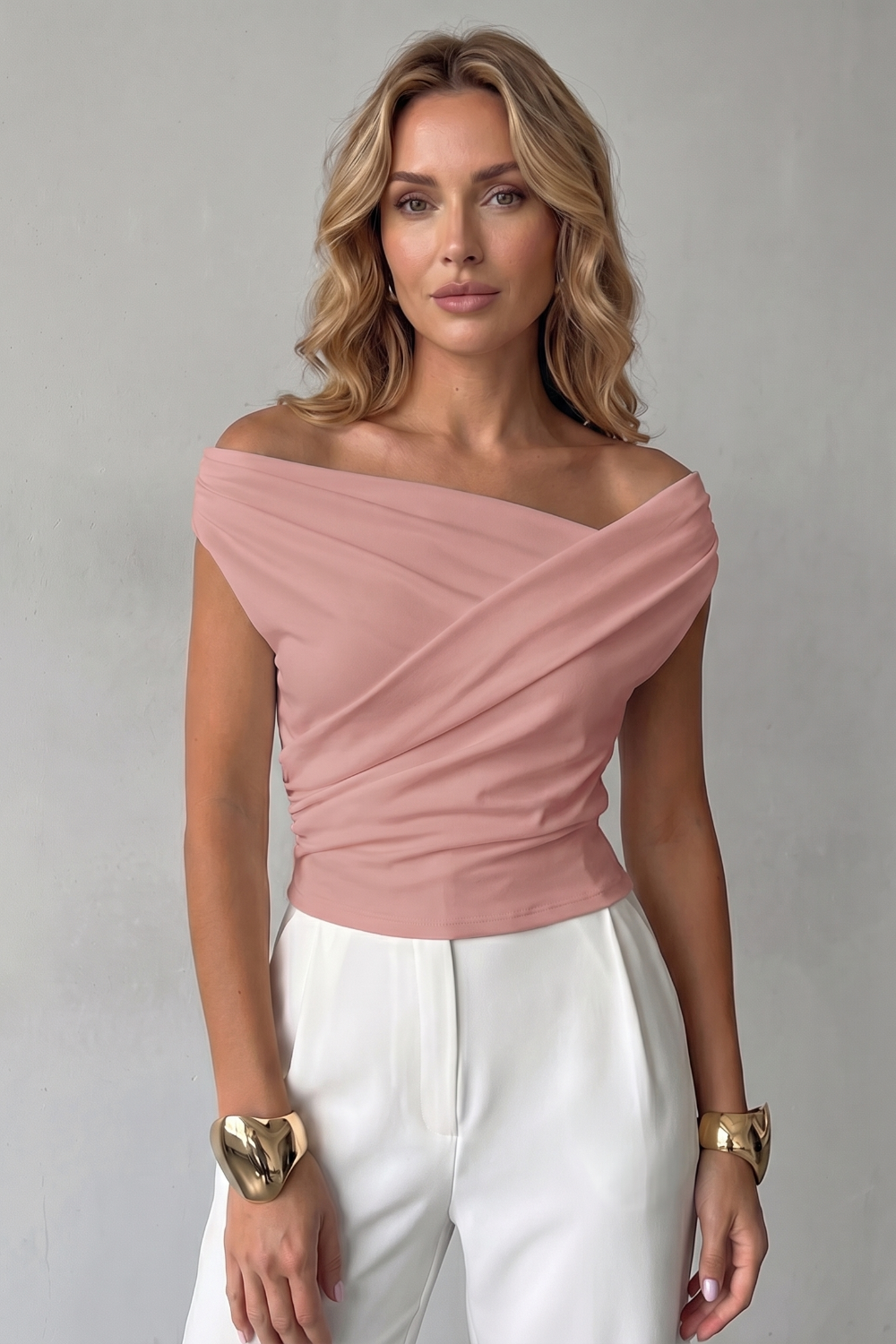 Women's Asymmetrical One-Shoulder Draped Top - Solenne