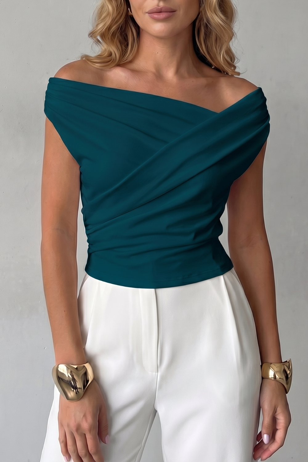 Women's Asymmetrical One-Shoulder Draped Top - Solenne