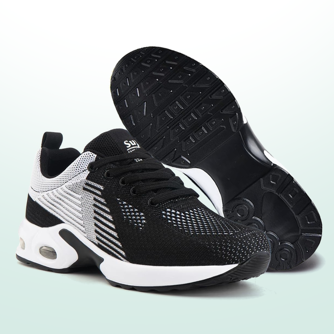 Women's Orthopedic Comfort Sneakers in White & Black - WalkMora