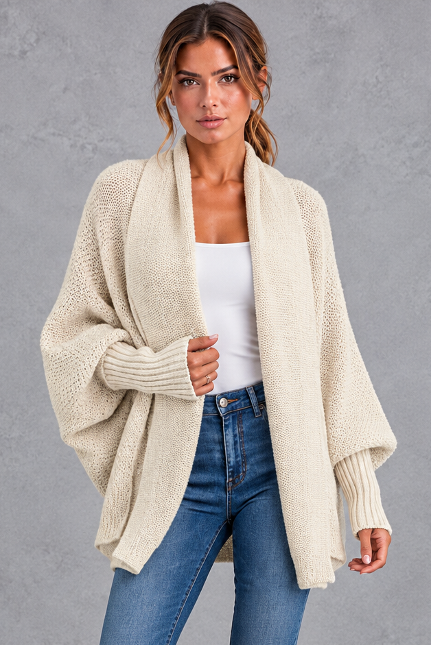 Women's Batwing Knitted Cardigan – Cream