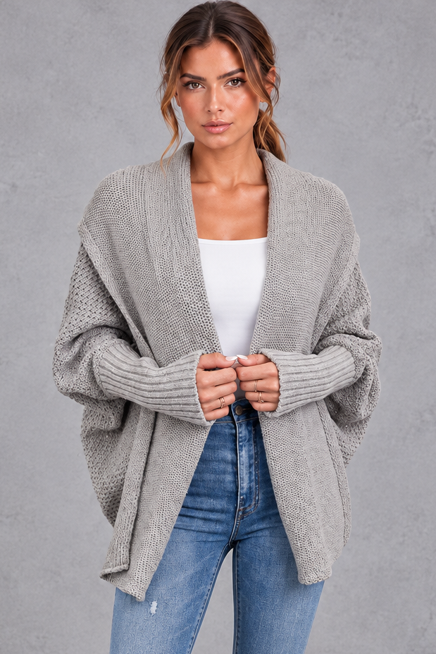 Women's Batwing Knitted Cardigan – Light Gray