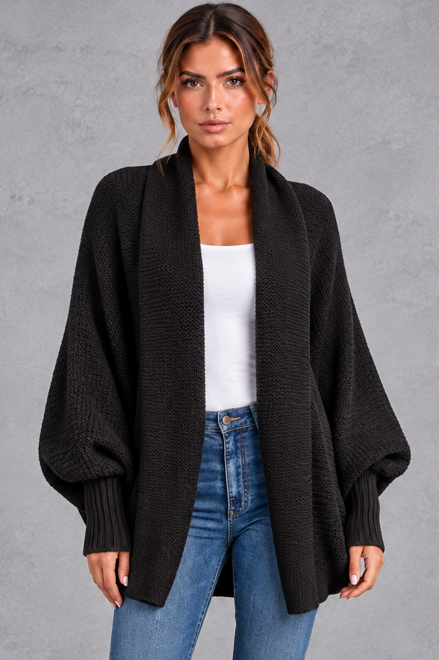 Women's Batwing Knitted Cardigan – Black