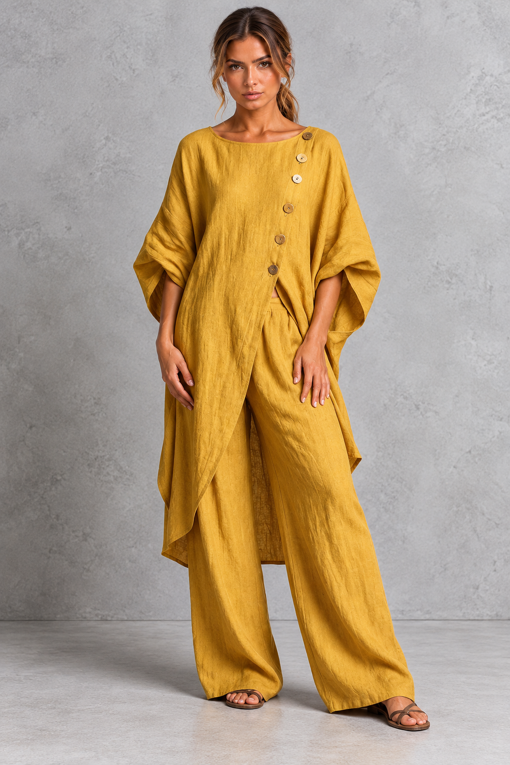 Color range for the batwing tunic and wide leg pants set