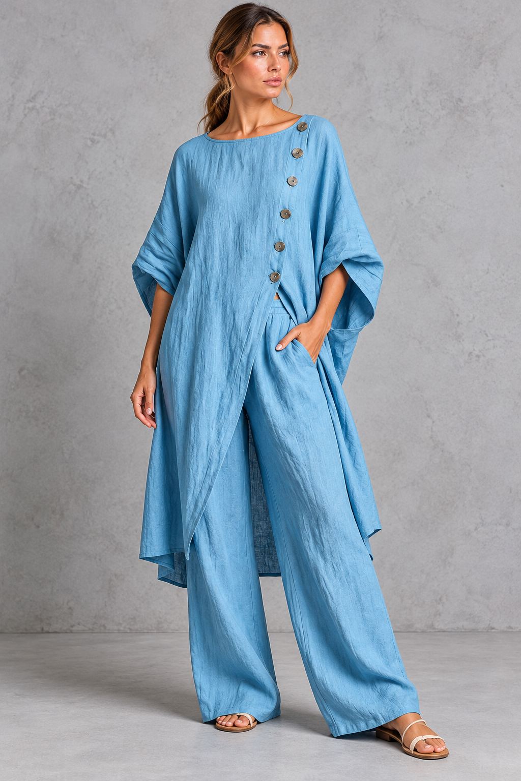 High-waisted wide leg pants with side pockets